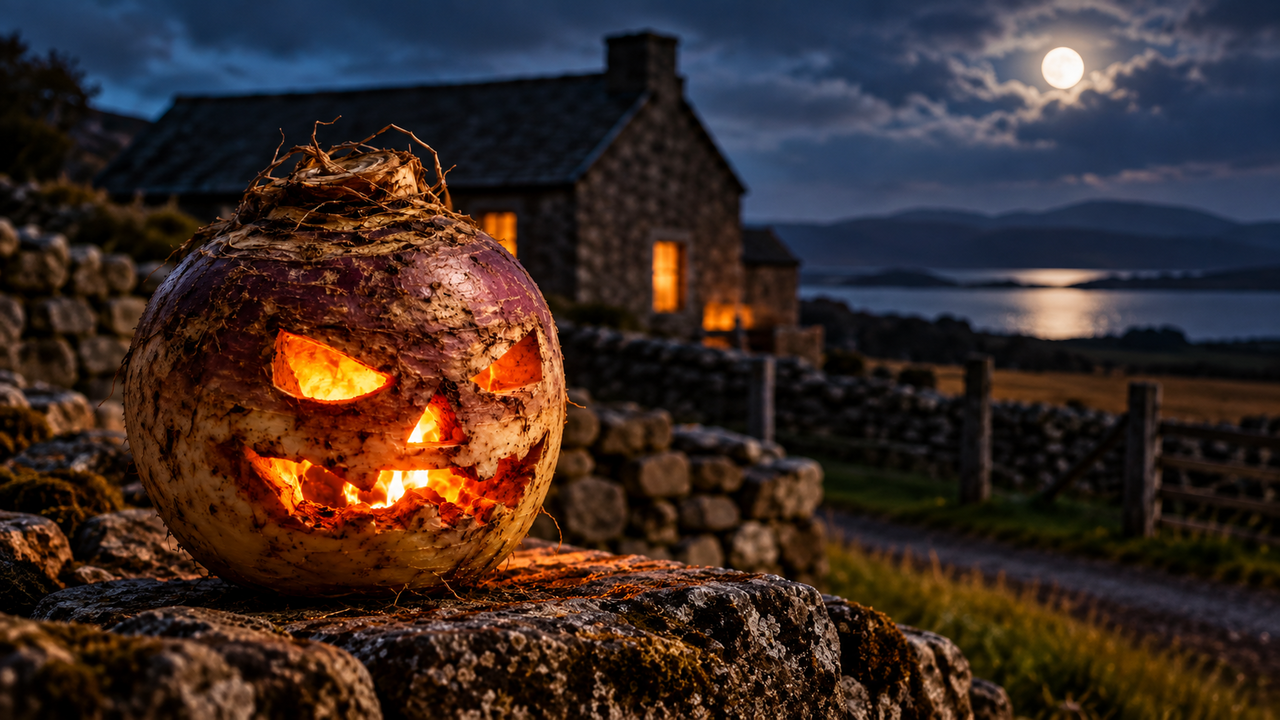Antes das abóboras iluminadas do Halloween, os irlandeses esculpiam nabos com rostos assustadores para afastar espíritos, e uma antiga lenda explica como essa tradição atravessou o oceano e conquistou o mundo