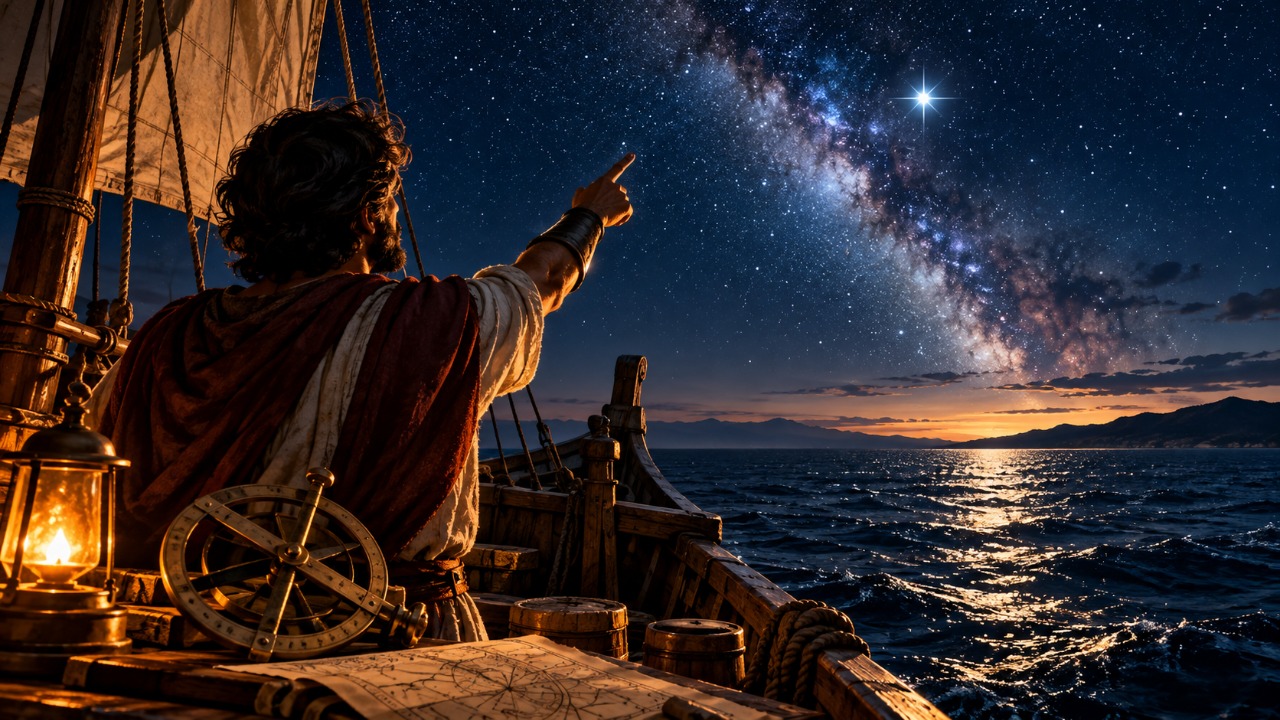 Marinheiros da Antiguidade navegavam durante a noite usando estrelas e constelações para encontrar o caminho em meio ao mar aberto