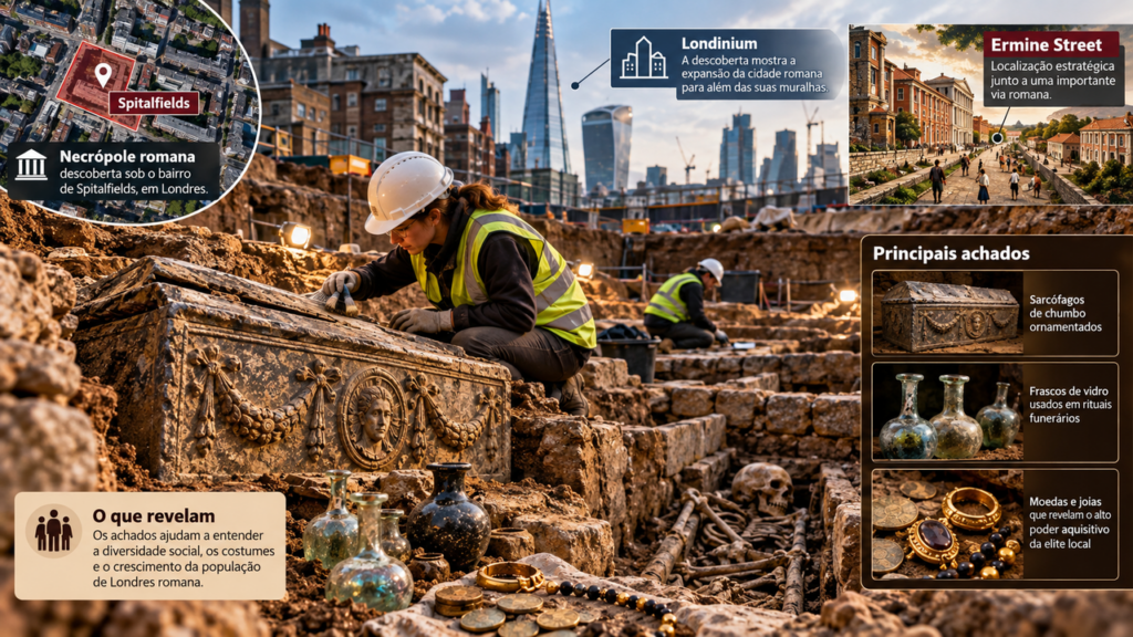 Arqueólogos encontram uma antiga necrópole romana de 1.800 anos preservada sob Londres e revelam um capítulo surpreendente da história da cidade