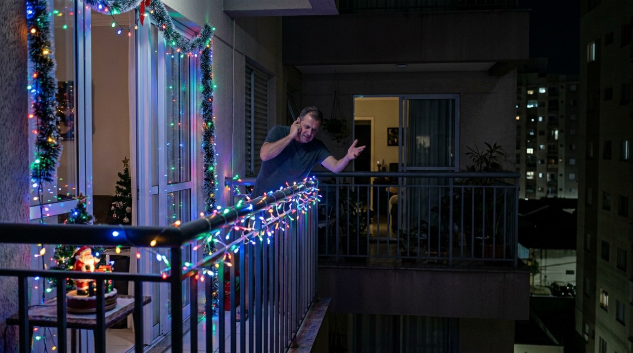 Vizinho instala enfeite de Natal com música na varanda até meia-noite e descobre o que diz a lei sobre perturbação do sossego