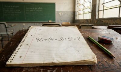 Quem estudou matemática antes dos anos 2000 consegue resolver 96 ÷ (4 × 3) + 5² sem usar calculadora e sem errar a ordem das operações?