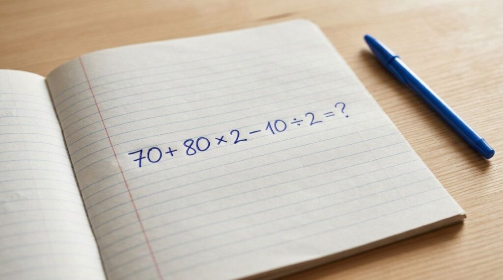 Resolva 70+ 80 × 2 − 10 ÷ 2 sem calculadora: a maioria dos adultos erra no segundo passo porque esquece uma regra aprendida na escola