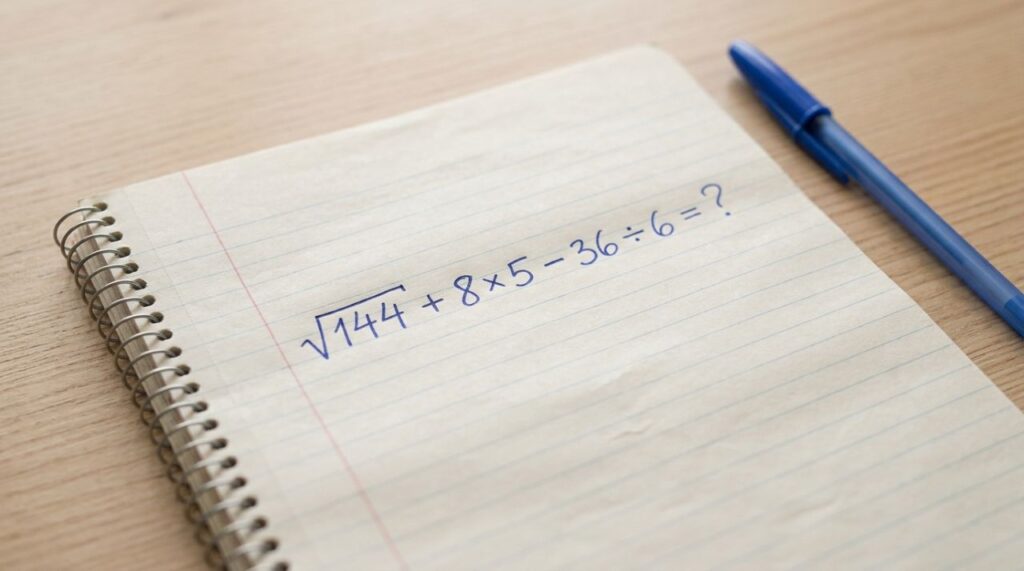 A maioria começa pela parte errada: resolva √144 + 8 × 5 − 36 ÷ 6 sem calculadora e prove que você domina a matemática básica