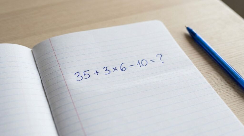 Quem estudou matemática nos anos 80 deveria conseguir resolver esta conta: 35 + 3 × 6 − 10