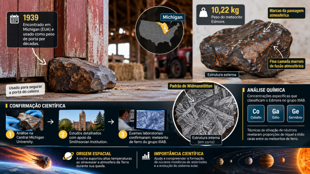 Rocha espacial de 10 kg foi usada como peso de porta por décadas em uma fazenda nos Estados Unidos até pesquisadores descobrirem que ela era um raro meteorito