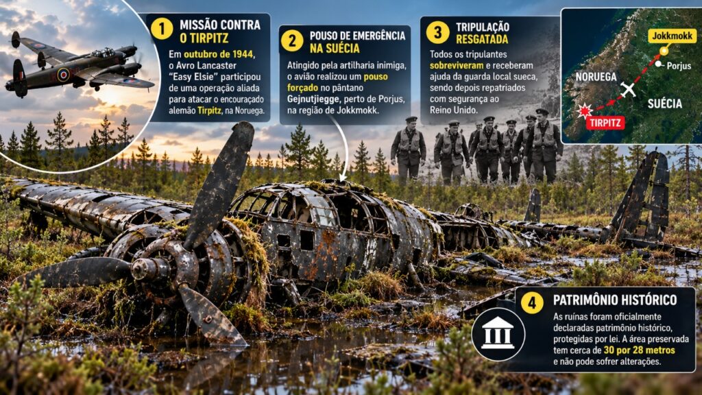 Bombardeiro britânico desaparecido desde a Segunda Guerra Mundial permanece em um pântano há 82 anos e acaba declarado patrimônio histórico na Suécia
