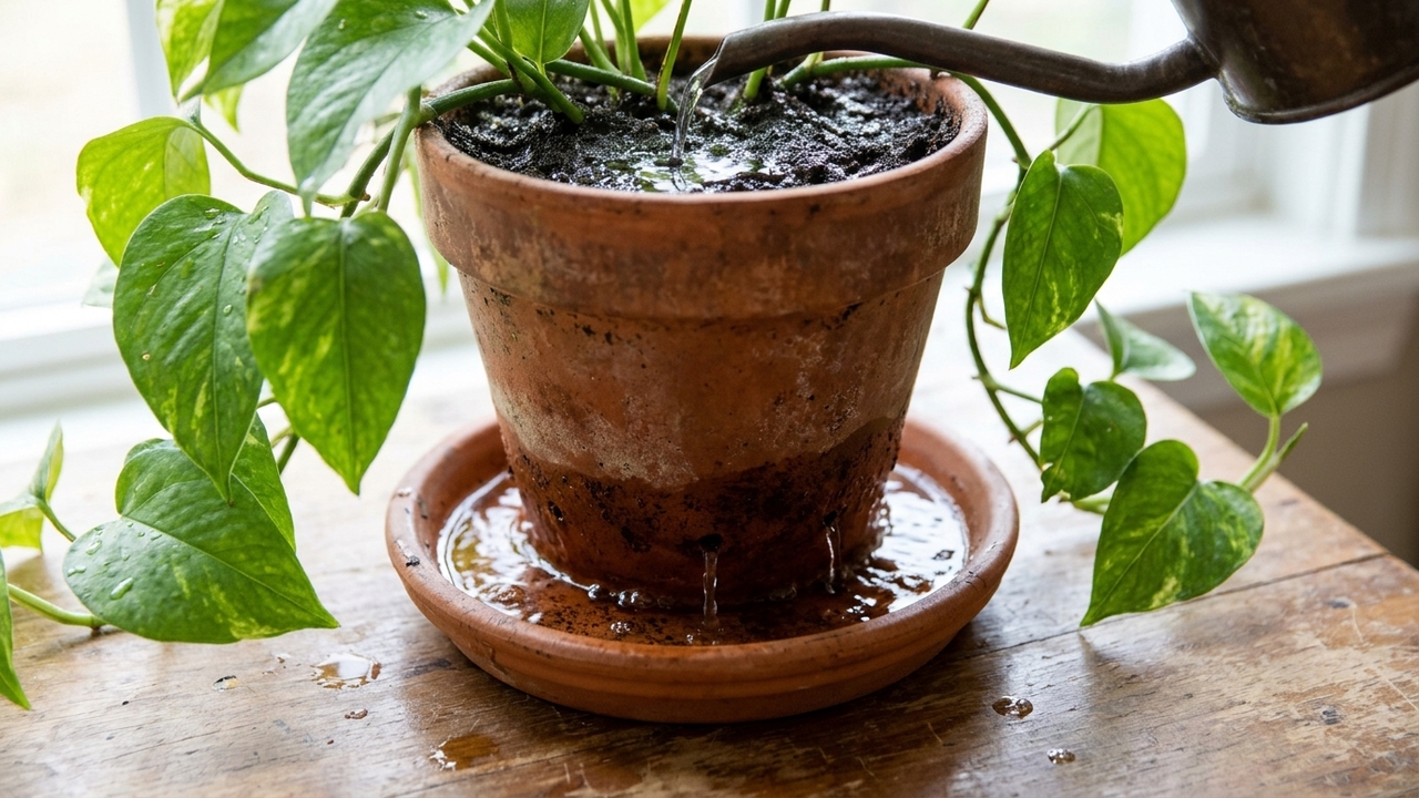 O erro comum na rega diária que você comete achando que está ajudando e que sufoca as raízes da planta de vaso aos poucos