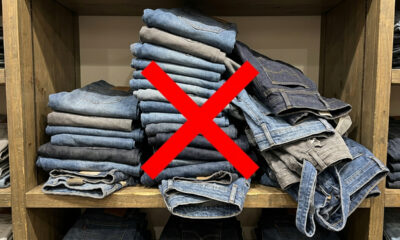 O segredo das camareiras de hotel para dobrar calças jeans em pilhas verticais que economizam espaço e nunca desmancham no armário
