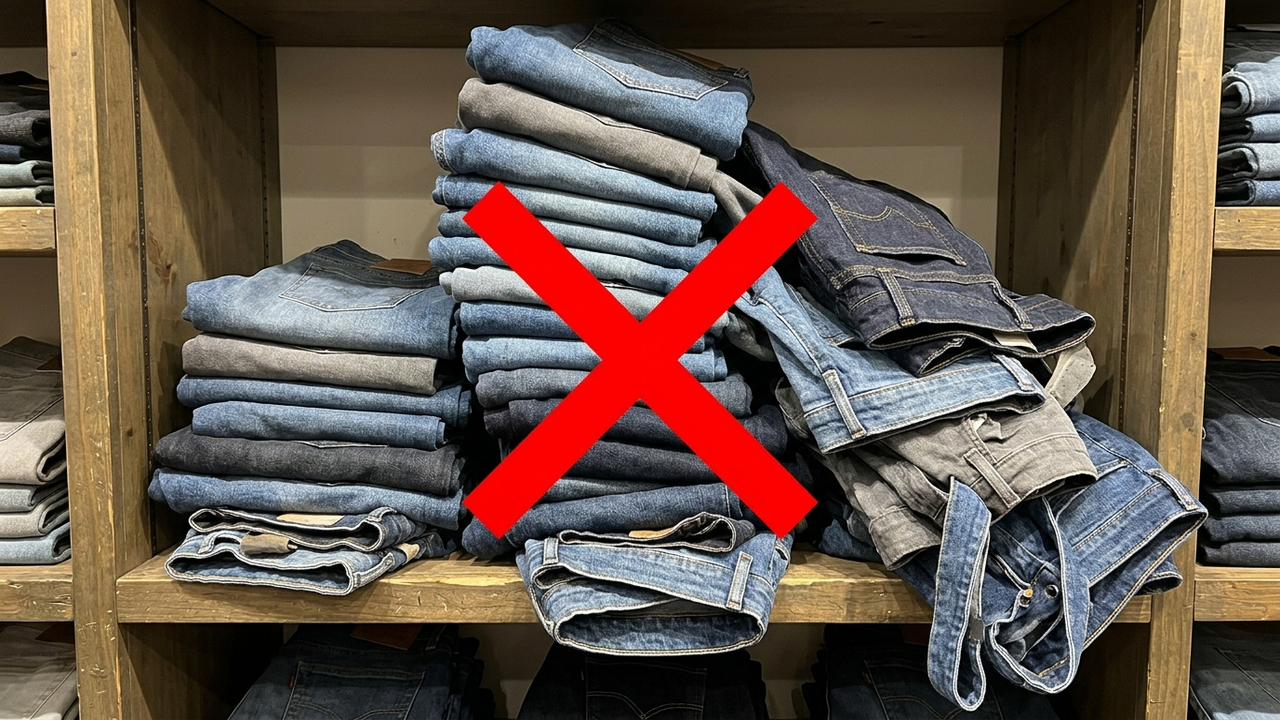 O segredo das camareiras de hotel para dobrar calças jeans em pilhas verticais que economizam espaço e nunca desmancham no armário