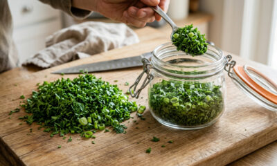 O truque caseiro para congelar cheiro-verde e salsinha picados sem que as folhas fiquem escuras ou queimadas pelo gelo no freezer