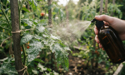 Pulverização de óleo de orégano com sabão de coco: a solução antifúngica potente para eliminar manchas de oídio em folhas de tomate e pimenta