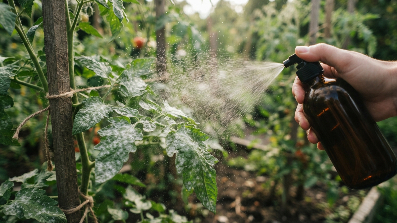 Pulverização de óleo de orégano com sabão de coco: a solução antifúngica potente para eliminar manchas de oídio em folhas de tomate e pimenta
