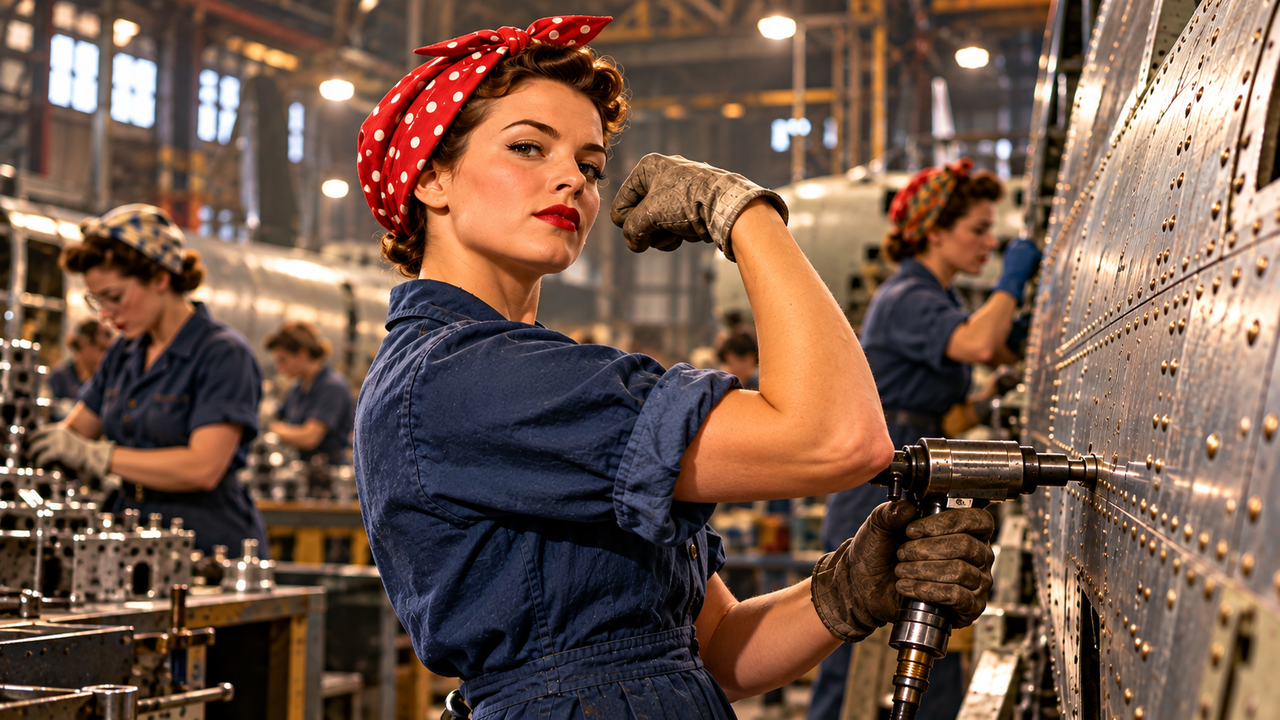 Durante a Segunda Guerra Mundial, milhões de mulheres trocaram a rotina doméstica pelas fábricas de aviões e armas, mudaram a história do trabalho e enfrentaram uma reviravolta quando os soldados voltaram para casa