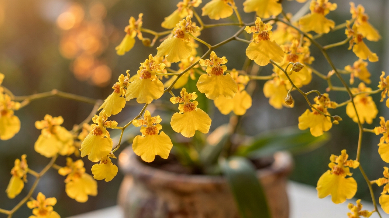 O segredo de cultivo da orquídea chuva-de-ouro para produzir dezenas de florzinhas amarelas brilhantes em hastes fartas no vaso