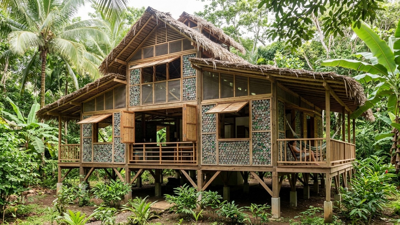 Homem usa milhares de garrafas plásticas para construir um vilarejo sustentável no Panamá e transforma resíduos descartados em paredes, casas e novas formas de moradia