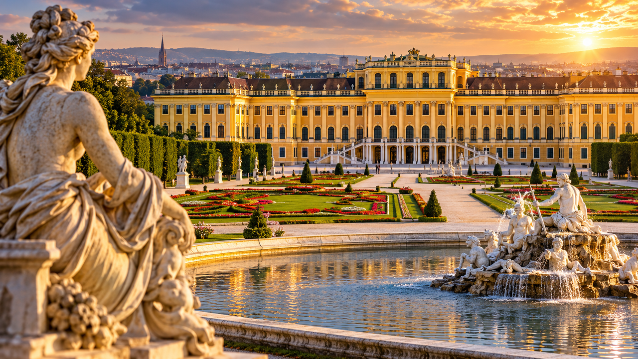 Construído no século XVII, o Palácio de Schönbrunn atravessou o auge e o declínio do Império Habsburgo, deixou de servir como residência de verão da família imperial austríaca e permanece como um dos complexos históricos mais visitados da Europa, com jardins monumentais e ambientes que revelam o cotidiano da antiga corte