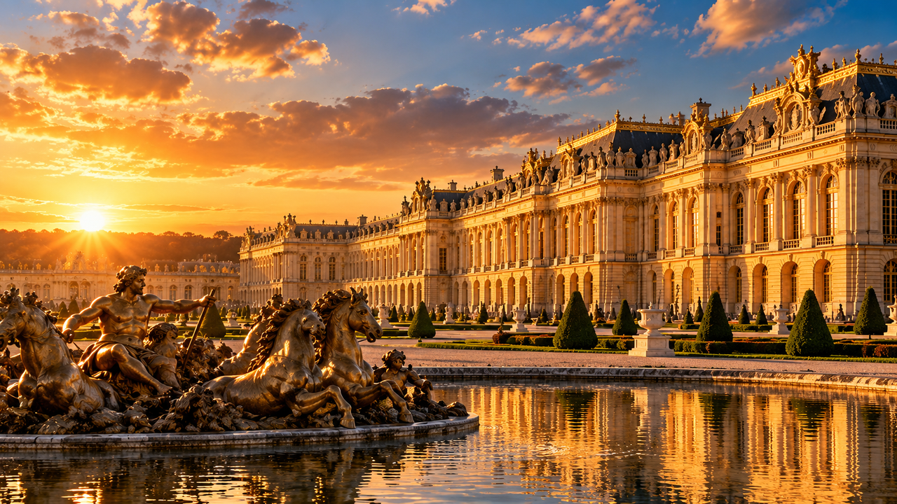 Erguido no século XVII, o Palácio de Versalhes atravessou revoluções, mudanças de governo e grandes projetos de restauração, deixou de ser residência da monarquia francesa e continua como um dos conjuntos arquitetônicos mais famosos da França, com jardins monumentais, salões ornamentados e uma história ligada à transformação política europeia