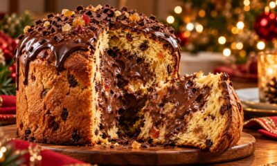 Sem comprar panetone recheado no mercado, nem gastar com ingredientes sofisticados: aprendi a transformar um panetone tradicional em uma sobremesa de Natal com chocolate e creme, perfeita para surpreender a família depois da ceia