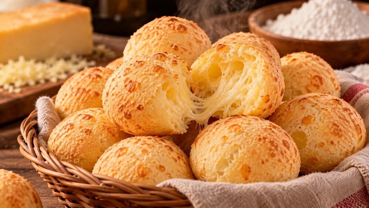 Depois de várias tentativas de preparar pão de queijo leve e macio, cozinheira descobre que o segredo não está em acrescentar mais farinha, mas em ajustar os ingredientes até a massa atingir o ponto ideal para crescer bem e manter uma textura agradável após sair do forno