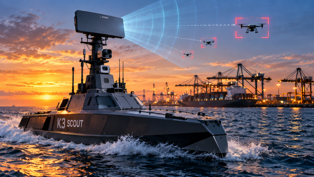 Novo navio autônomo promete reforçar a segurança nos mares com radar avançado capaz de detectar drones e ajudar a proteger portos, navios e instalações estratégicas contra ameaças aéreas
