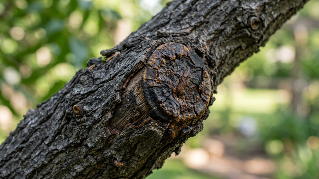 Extrato de casca de noz-pecã nos galhos: como a alta concentração de taninos naturais age como um cicatrizante protetor após as podas no jardim