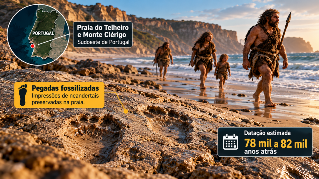 Pegadas de neandertais com 80 mil anos revelam um lado pouco conhecido desses antigos humanos e mostram o que faziam em praias muito antes de a história humana ser escrita