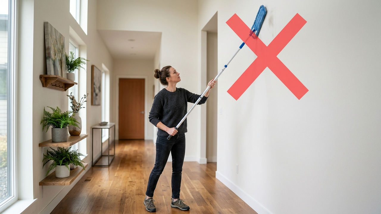 Sem manchar a tinta da parede, nem usar escadas: a melhor forma de tirar teias de aranha do teto alto da sala sem fazer sujeira