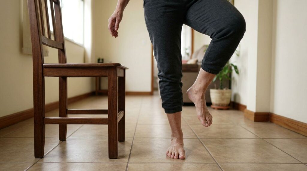 Depois dos 50, perder o equilíbrio ao vestir a calça em pé pode ser um sinal de atenção: o exercício simples que ajuda a treinar estabilidade
