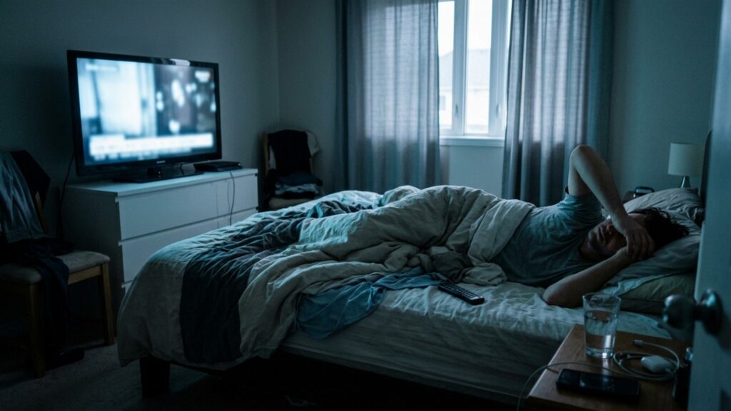 Especialistas em psicologia explicam: “Quem só consegue dormir com a televisão ligada pode não estar apenas acostumado ao barulho, mas usando as vozes e imagens para afastar pensamentos repetitivos e reduzir o desconforto do silêncio”