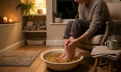 Lavar os pés em água morna e chá de camomila antes de dormir: para que serve o hábito e por que é recomendado