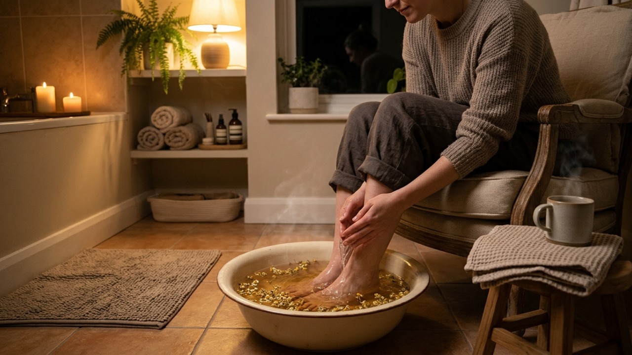 Lavar os pés em água morna e chá de camomila antes de dormir: para que serve o hábito e por que é recomendado