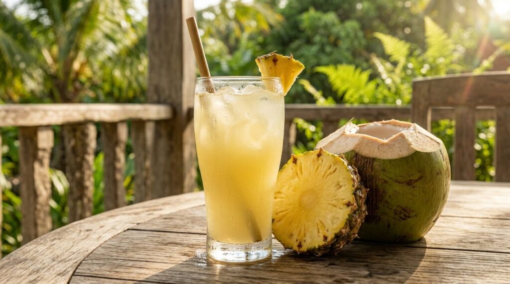 Água de coco e abacaxi no liquidificador: para que serve essa mistura tropical e por que ela pode ajudar a variar a hidratação nos dias quentes