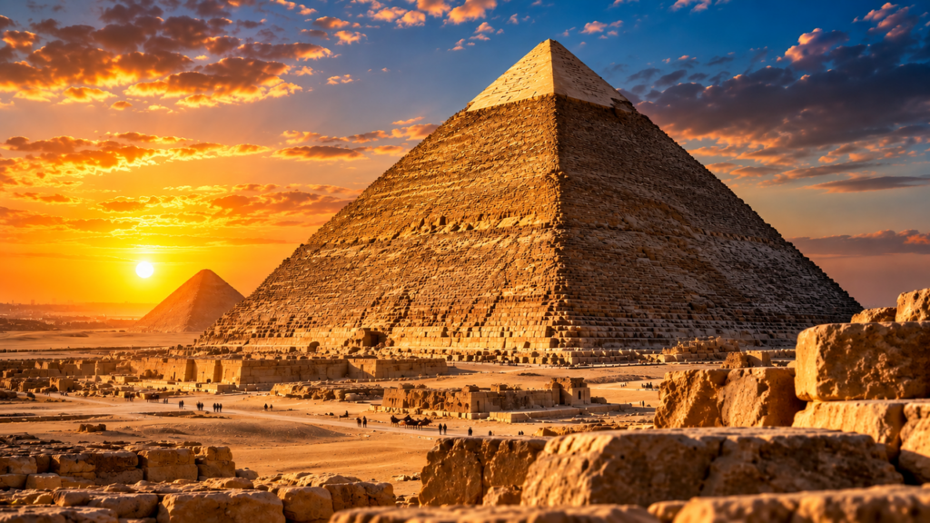 Construída há mais de 4.500 anos, a Grande Pirâmide de Gizé atravessou o surgimento e a queda de civilizações, enfrentou terremotos e mudanças no Egito e ainda impressiona o mundo com sua engenharia monumental
