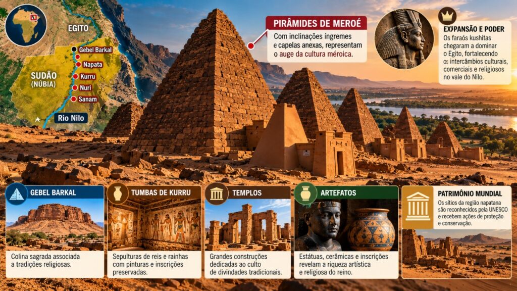 As pirâmides do Sudão que poucos conhecem foram erguidas por uma civilização africana que conquistou o Egito e deixou centenas de monumentos espalhados pelo deserto