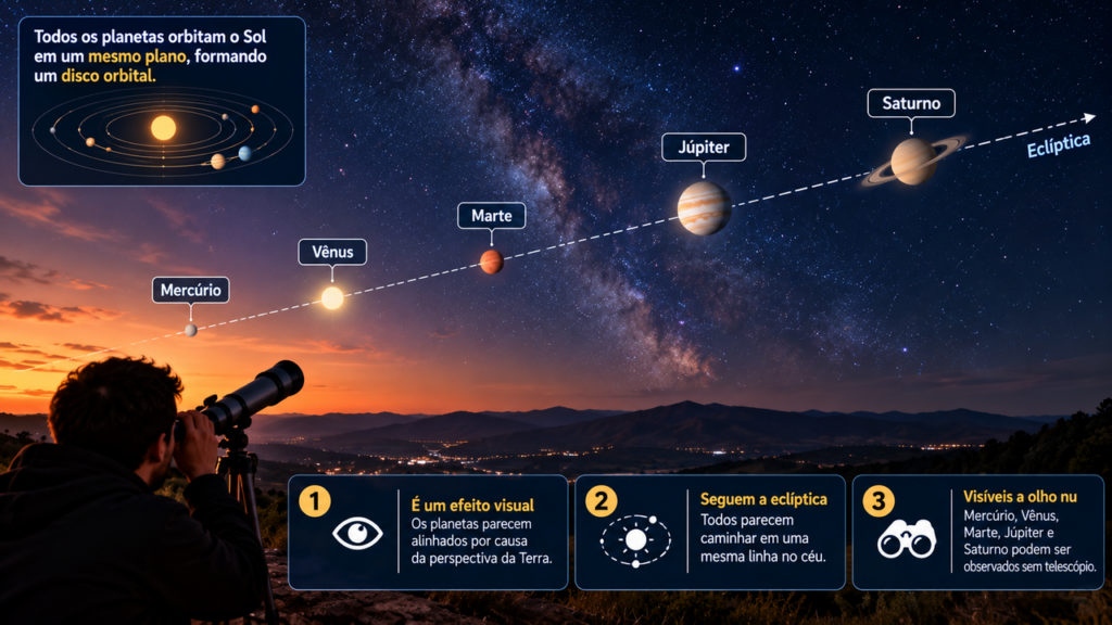 Um alinhamento entre planetas está prestes a transformar a aparência do céu: vários astros poderão parecer próximos uns dos outros durante um fenômeno astronômico que pode ser observado a olho nu