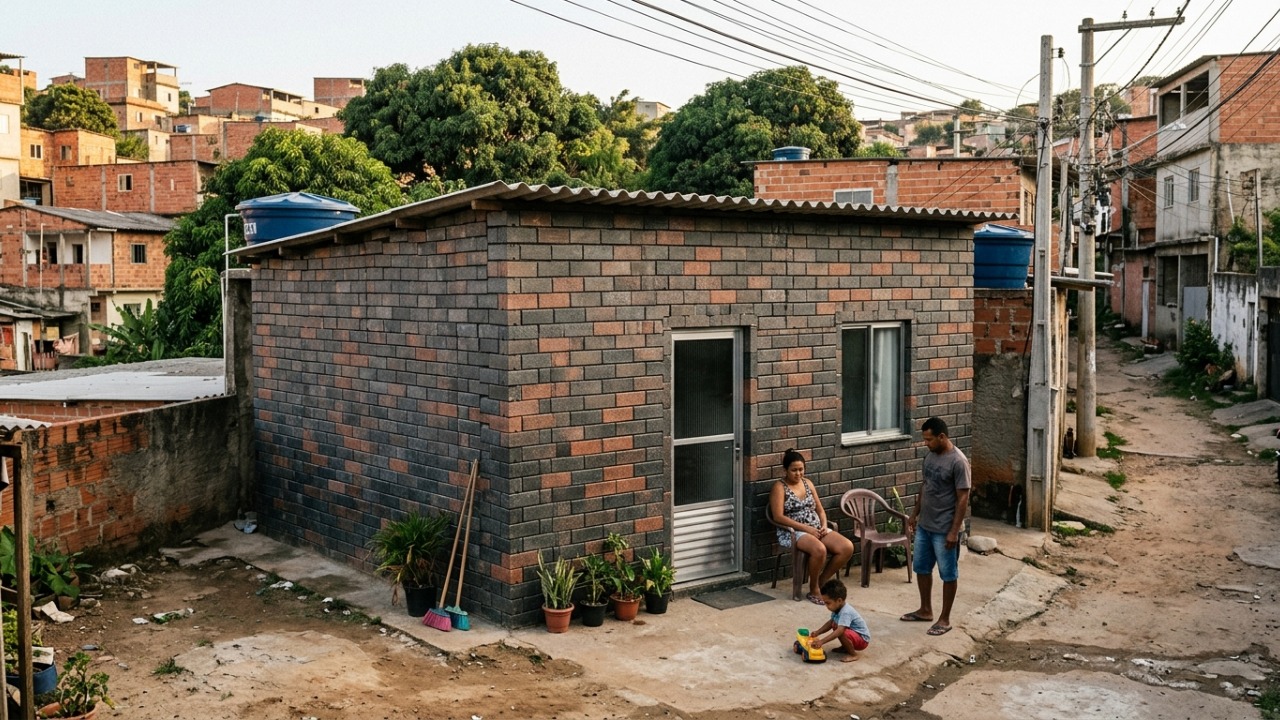 Em apenas 15 horas, 2 toneladas de plástico reciclado são transformadas em uma casa de 27 m² para uma mãe com 9 filhos
