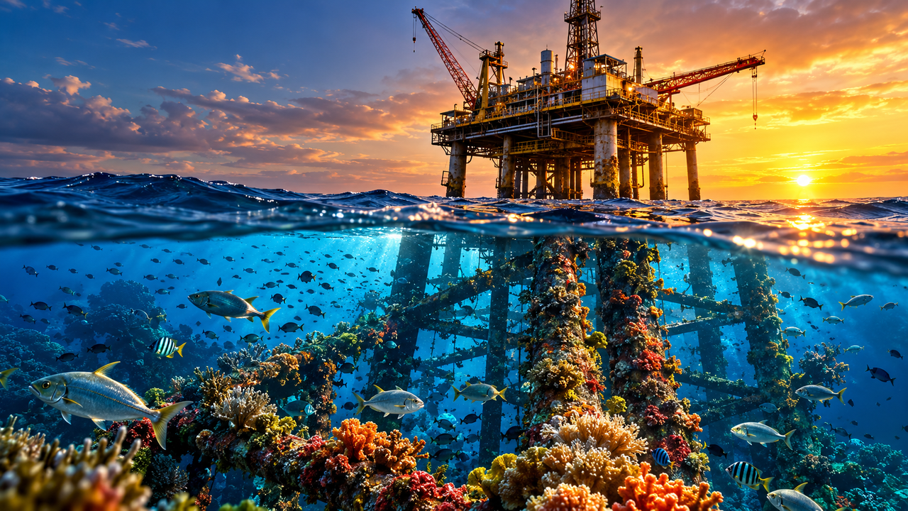 Em 2000, antigas plataformas de petróleo foram deixadas no mar após o fim das operações e, anos depois, algumas estruturas passaram a abrigar grandes concentrações de peixes e invertebrados