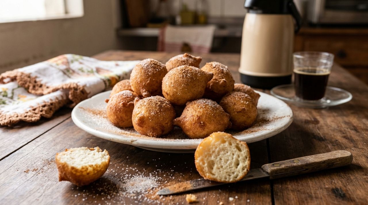 Chefs de cozinha afirmam: “Para o bolinho de chuva ficar sequinho e dourado, não frite em óleo frio ou quente demais, mas mantenha a temperatura controlada durante o preparo”