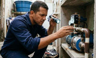 Morador instala bomba pressurizadora para aumentar a pressão do chuveiro e descobre que pequenos vazamentos, regulagem incorreta e uso simultâneo de torneiras podem fazer o motor ligar o dia inteiro