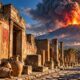 Uma cidade romana ficou soterrada pela erupção do Vesúvio no ano 79, e as escavações em Pompeia revelaram casas, lojas e marcas impressionantes da vida cotidiana