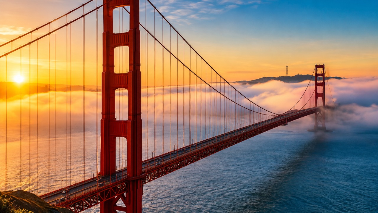 Construída no século XX, a Ponte Golden Gate atravessou desafios de engenharia e condições climáticas difíceis durante sua construção, transformou a ligação entre São Francisco e o condado de Marin e continua como uma das pontes suspensas mais famosas do mundo, com torres monumentais e cabos de aço projetados para sustentar uma estrutura exposta a ventos e neblina
