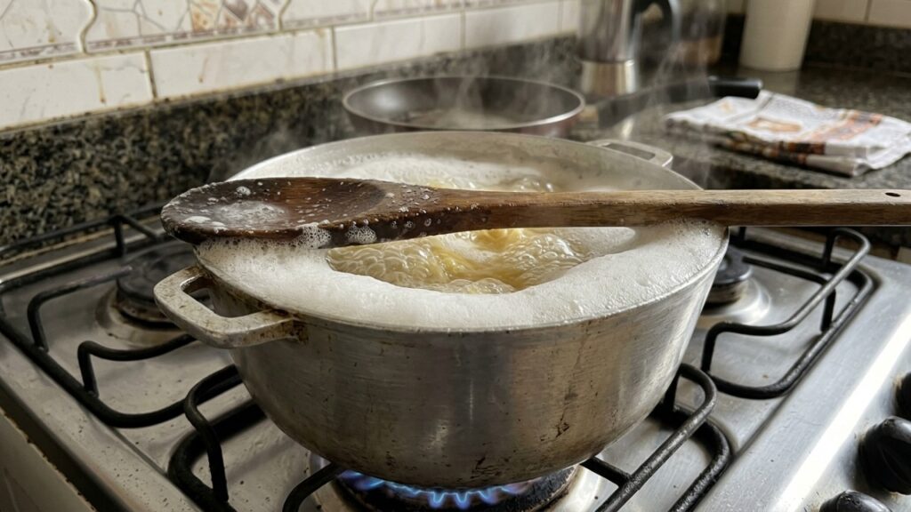 Colocar uma colher de madeira sobre a panela fervendo: para que serve o truque e por que ela pode ajudar a impedir que a espuma transborde