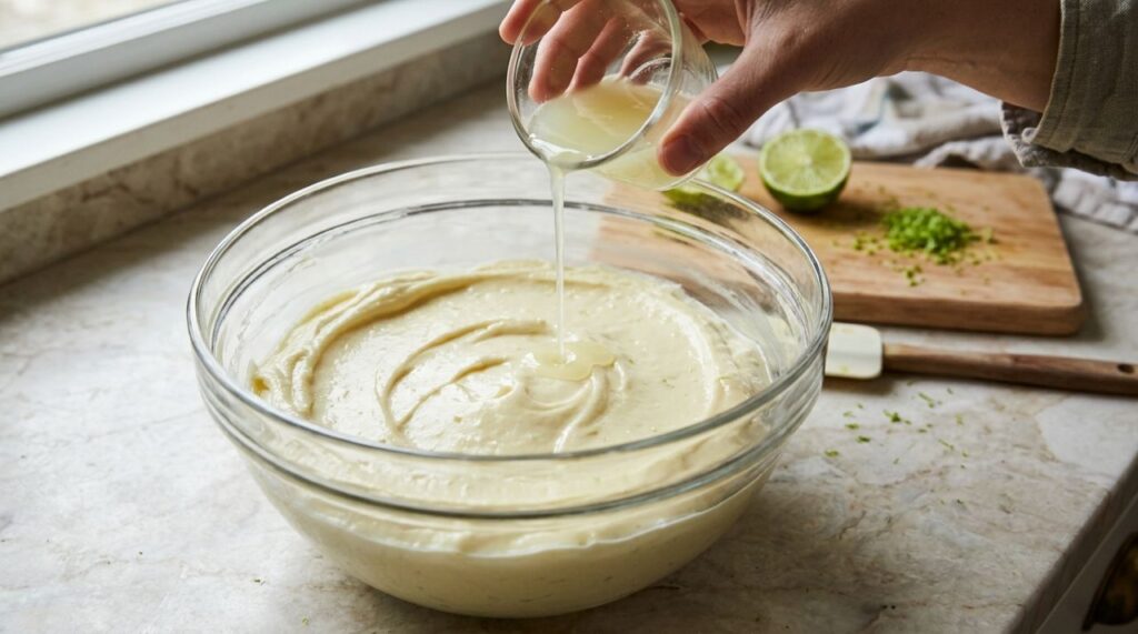 Chefs de cozinha explicam: para a torta de limão ficar cremosa e com o recheio firme, não coloque suco demais de uma vez, mas acrescente aos poucos até alcançar a consistência desejada
