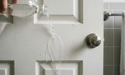 O detalhe da porta do banheiro que o vinagre pode ajudar