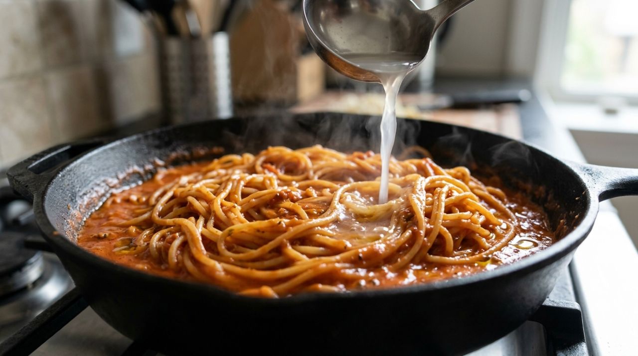 Chefs italianos afirmam: “Para o molho ficar mais cremoso, não descarte a água do cozimento, mas reserve uma concha antes de escorrer o macarrão”
