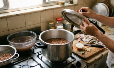Cozinheiros experientes afirmam: para o feijão cozinhar por igual na pressão, não coloque direto na panela, mas deixe de molho por pelo menos 8 horas e cozinhe cerca de 25 minutos depois que pegar pressão