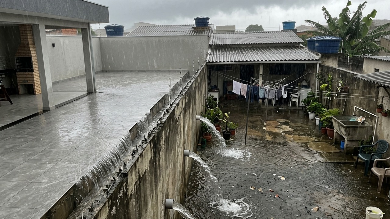 Morador levanta o nível do quintal durante a reforma, a água da chuva passa a correr para o terreno vizinho e ele descobre que alterar o escoamento pode gerar obrigação de corrigir