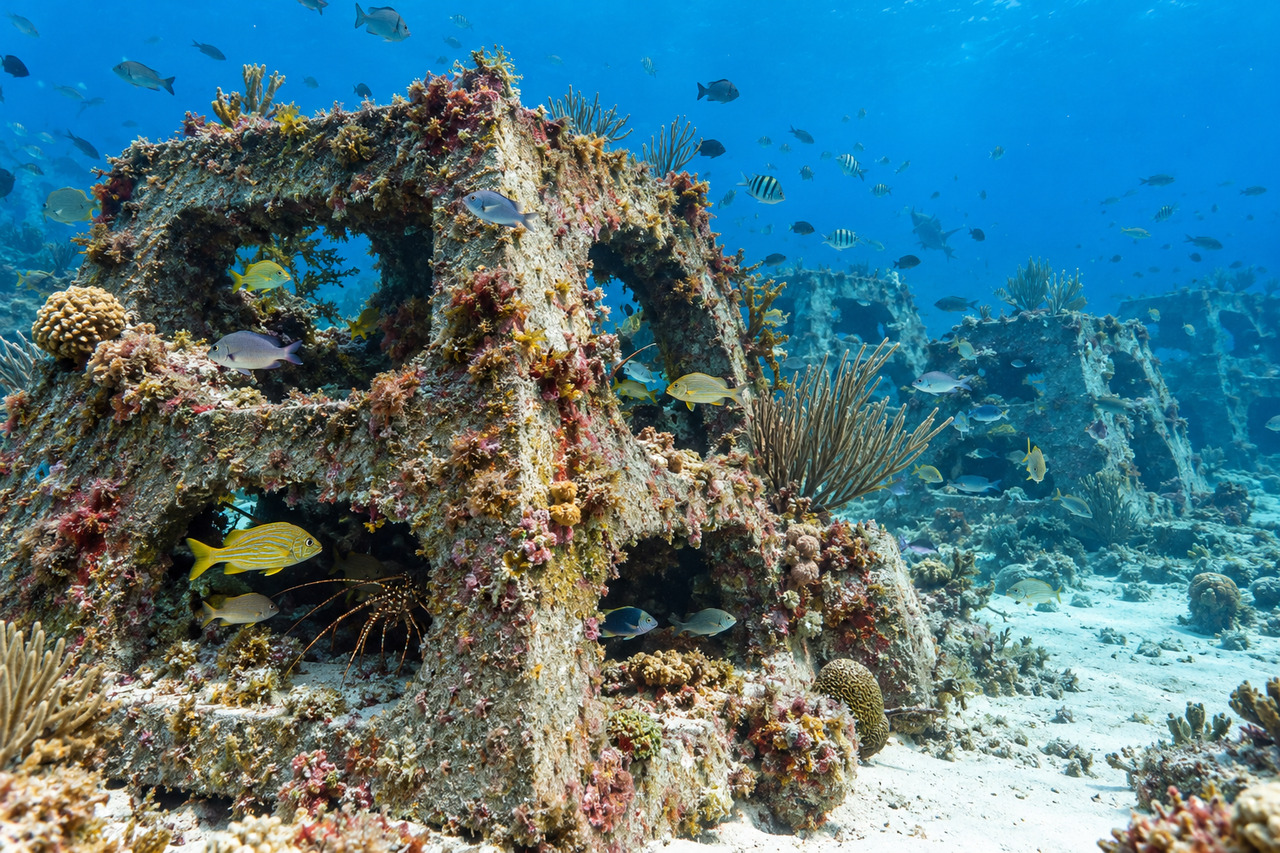 Em 1990, estruturas de concreto foram instaladas no fundo do mar para recuperar áreas degradadas e, décadas depois, cientistas encontraram nelas um habitat que atraiu peixes, crustáceos e outras formas de vida