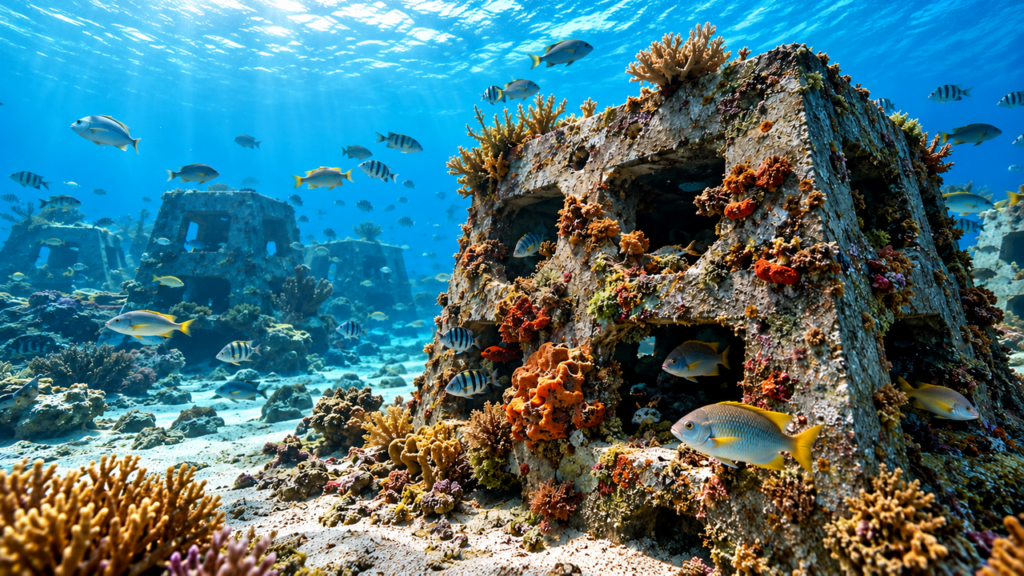 Em 1990, estruturas de concreto foram instaladas no fundo do mar para recuperar áreas degradadas e, décadas depois, cientistas encontraram nelas um habitat que atraiu peixes, crustáceos e outras formas de vida
