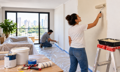 Casal usa o 13º para pintar a casa inteira e um pintor explica quantas latas de tinta são necessárias para um apartamento de 60 m²